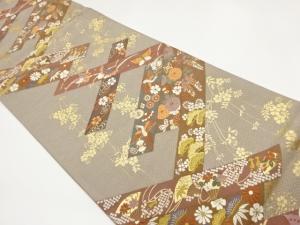 蝶に花鳥・宝尽くし・扇模様織出し袋帯